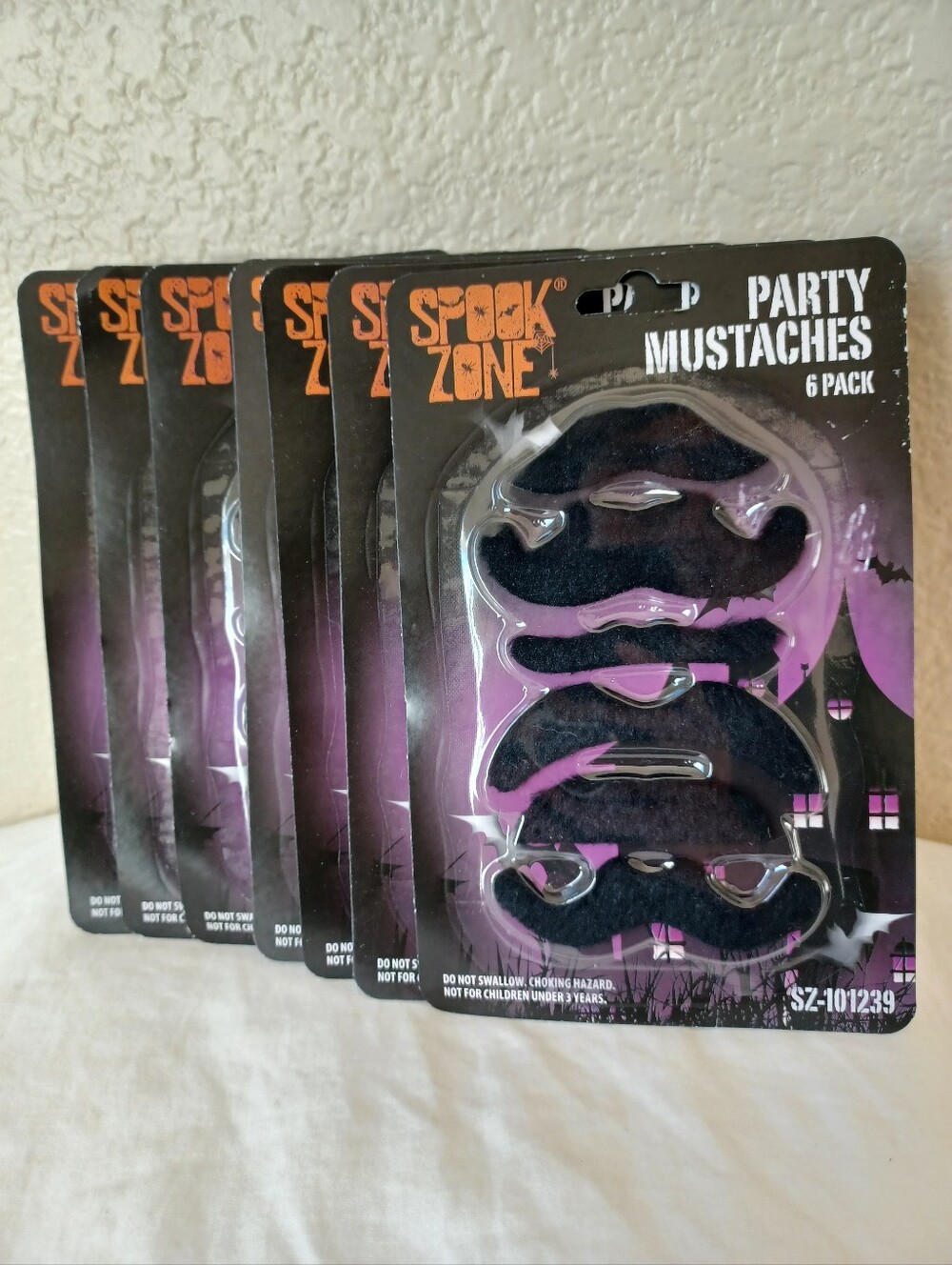 3/$25 SALE SET OF 7 Packs Novelty Party Mustaches Black, 6 Mustaches Pack NWT